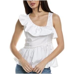 Wildfox sleeveless blouse white ruffle peplum size Small
